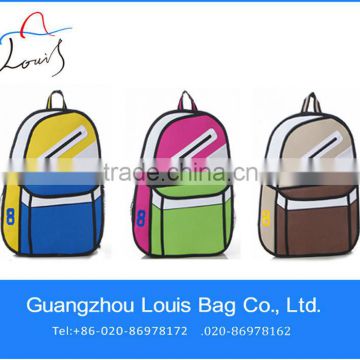 Hot sale!!! new style cartoon travel bag, best quality cheap 3D cartoon bag,2d 3d cartoon polyester backpack bag