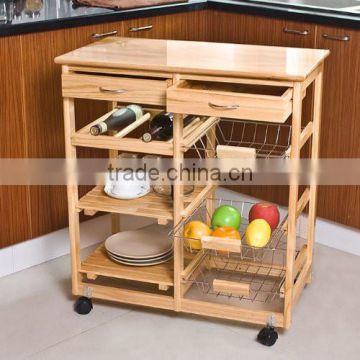 Kitchen Storage Cart with Shelves ,basket and Drawers Hostess kitchen Trolley Kitchen Storage Rack