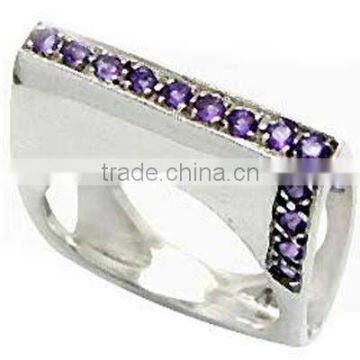 .925 Sterling Silver Ring Jewelry Amethyst Neckalce Ring Wholesale Silver Jewelry