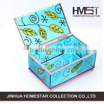 Factory direct sale high quality leaves shape blue jewelry box