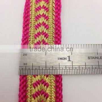 Metallic Gold Wire Rayon Royal Webbing Ribbon Trimming Lace Braid Belt Red