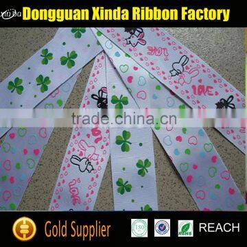 Factory Direct Printed Polyester Satin Leaf Ribbon