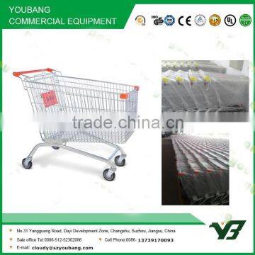 210L galvanize and powder European shopping trolley with castor