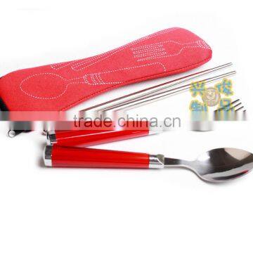 Three Piece Travel Cutlery Set Spoon/Fork/Folding chopsticks