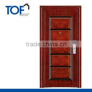 Exterior position and swing open style metal security door