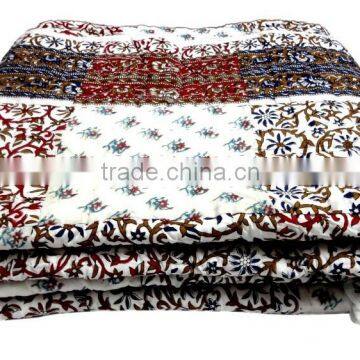 RTHKQ-6 Pure Cotton Kantha Quilt Reversible Printed Jaipuri Razai Manufacturers