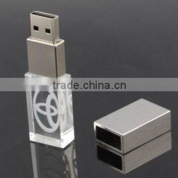 hot sell 16GB usb flash drives,Crystal USB Flash Drive with Different Led Light Inside