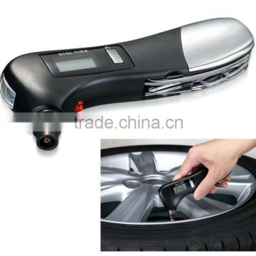 8 in 1 multfunctioni digital tire tyre gauge with emergency car glasses hammer christmas gift 2014