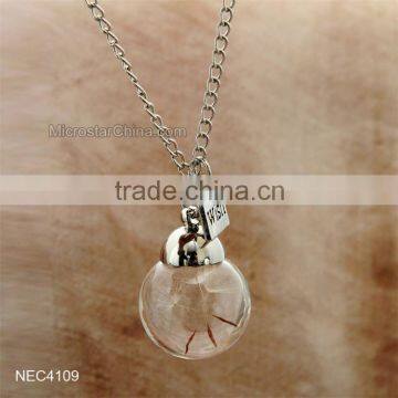 Wish Hot Sale Glass Ball Pendant Necklace Dandelion Necklace