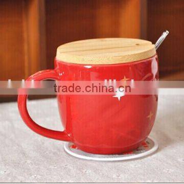 creative christmas new style bright red carving leaves and snowflake wedding gift ceramic coffe mug