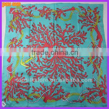 colorful custom pattern silk chain print scarf