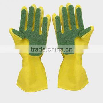 new latex gloves with scouring pad