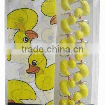 Qualilty PEVA shower curtain set, ducks