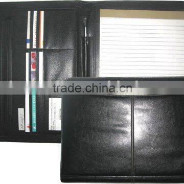 BLACK PU PORTFOLIO WITH ZIPPER,OUTTER POCKET