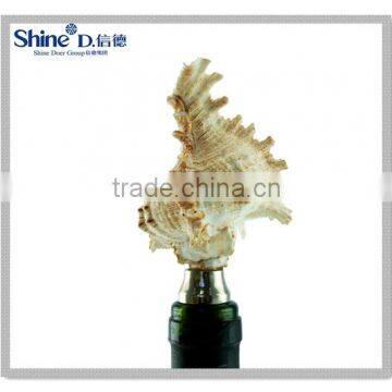 Polyresin Nautical Decoration Sea Sehll Conch Stainless Steel Wine Bottle Stopper photo-3