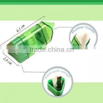 Triangular Prism Shaped Pencil Sharpener With Eraser photo-2