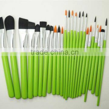 Wholesale Soft Nylon Hair Facial Mask Brush Green Nail Tools Paint Brush Set 25pcs