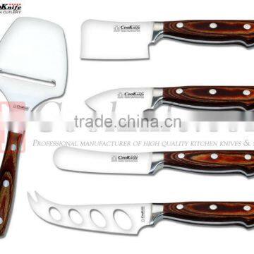 5Pcs Pakka Wooden Handle Cheese Knife Set