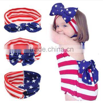 The new baby children's hair accessories National Day flag models rabbit ears bow cross with the new foreign trade