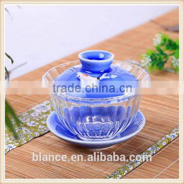 ceramic and glass Gaiwan in lotus design