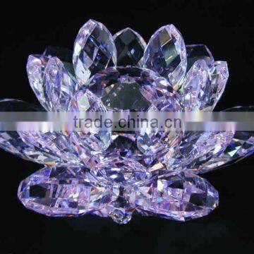 glass crystal showpiece with lotus flowers for wedding favour (R-0937