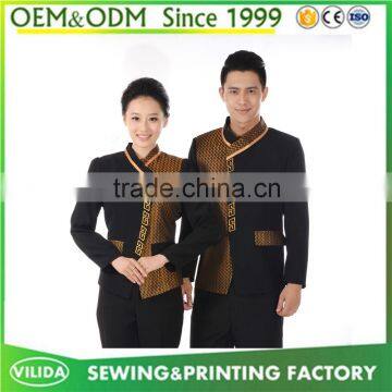 Customized high quality hotel uniform for waiter and waitress from Guangzhou factory