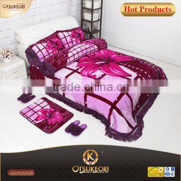 2016 King size blanket and 6PC bedding sets with korean style for dubai.