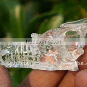 Natural Clear Quartz Crystal Dragon Head Skull Handmade Carved