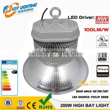 Warehouse led high bay lighting price 120W150W200W250W new design high bay lighting bridgelux led high bay light with meanw