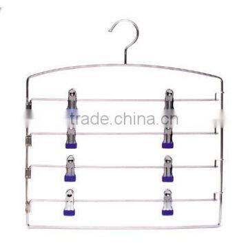 The HEAD 4 tier non-slip pant hanger with natural metal bar , metal clips,trouser hanger,made in china