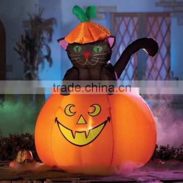 outdoor halloween inflatable pumpkin and black cat