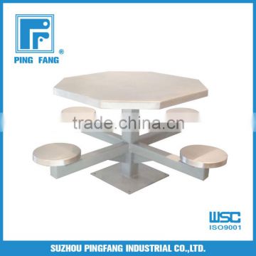 Floor Mounted 4 Man Metal Pedestal Table with stainless steel top