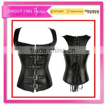 Chest buckles type leather vest type of corsets