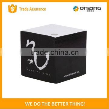 Cube shape printed paper memo note cube with pen hole