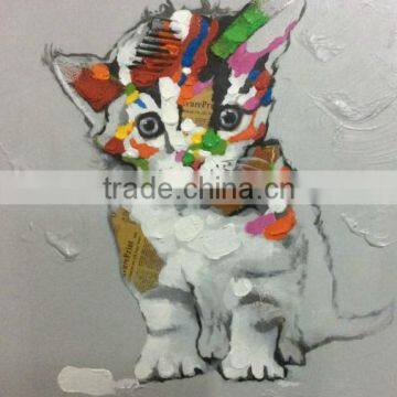 Modern Cat Oil Painting For Home Decor