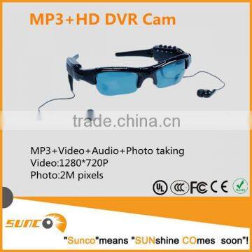 720P digital sunglasses camera, sunglasses camera mp3 player