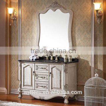 WTS-8044Y 48'' Antique white ash bathroom vanities shabby chic with three holes