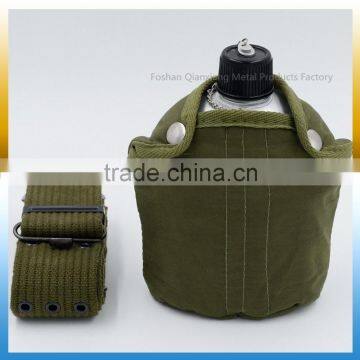 Army green Aluminum Military canteen set with 1pcs canteen and 1L capacity aluminum bottle