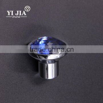 zinc alloy base light blue brushed satin nickel glass knob