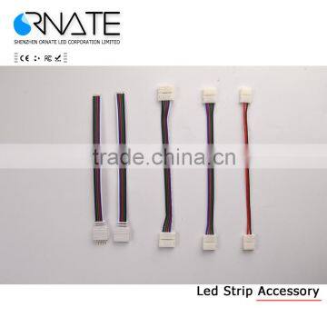 10mm 4 Pin two Connector with 15cm Cable For SMD LED 5050 RGB Strip Light Connector Adapter Cable Clip Solderless