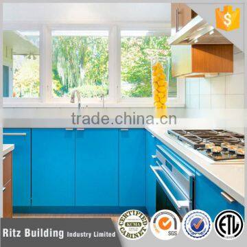 Prefab home decoration frameless matte glass kitchen cabinets