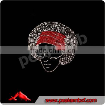 Hot Sale Rhinestone Transfers Afro Black girls Custom for Garment Decoration