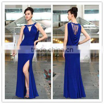 Women Royal Blue Side Open Floor Length Custom Made Design Evening Party Wear Robe De Soiree ED289 elegant long dresses evening