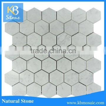 Bianco Carrara white hexagon bathroom tile, marble mosaic tile