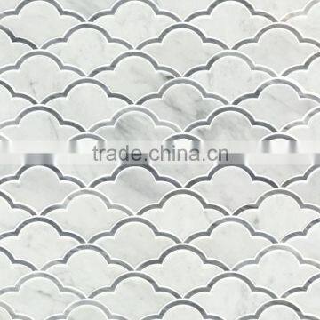 bianco carrara waterjet flower patterns wall tiles mosaic