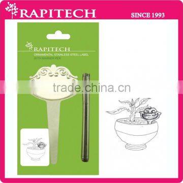 17cmL Gardening Marker Pen With Ornamental Stainless Steel Metal Name Tag
