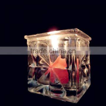 mini square shaped clear glass decorative candle holder