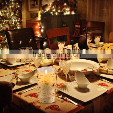 Flameless Candles Birch Bark Effect Dripless Real Wax Pillars LED Candles Dancing Flame Led Candles photo-6