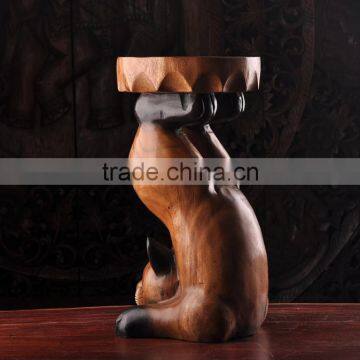Thailand Style Wood Carved Panda Chair, Panda Shape Design Handcarved Little Chair (BF01-X1173) photo-4
