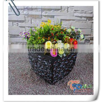 Wholesale Curved Square Pebbles Fiberglass Decorating Flower Pots